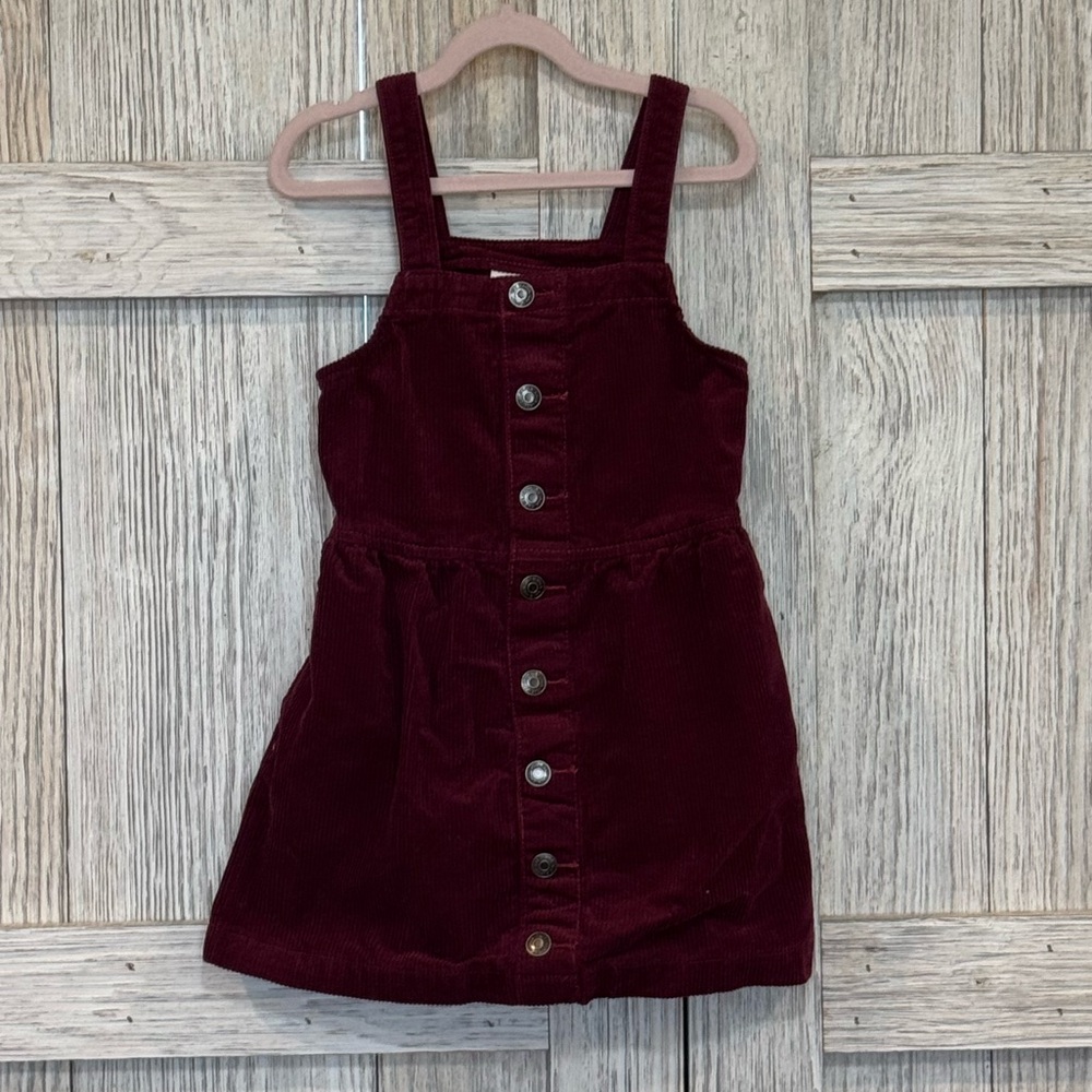 Cat & Jack Burgundy Corduroy Button-Down Dress sz XS (4/5) for little girls